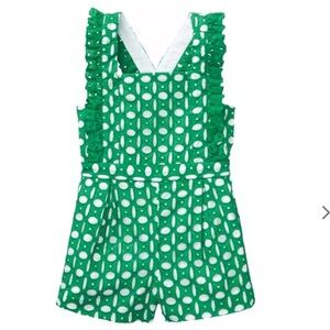 Janie and Jack Girls Green Eyelet Romper